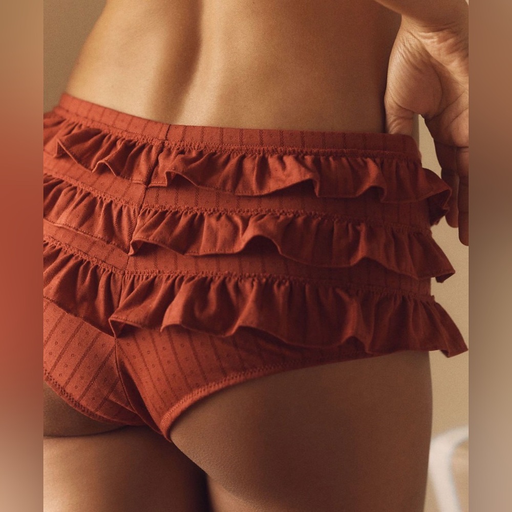 🧁Anthropologie Ruffled Panties in Rust - Picture 2 of 8